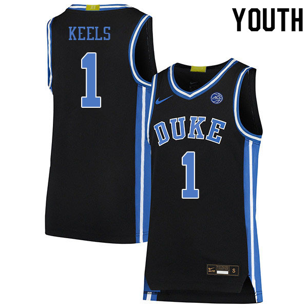 Youth #1 Trevor Keels Duke Blue Devils College Basketball Jerseys Sale-Black